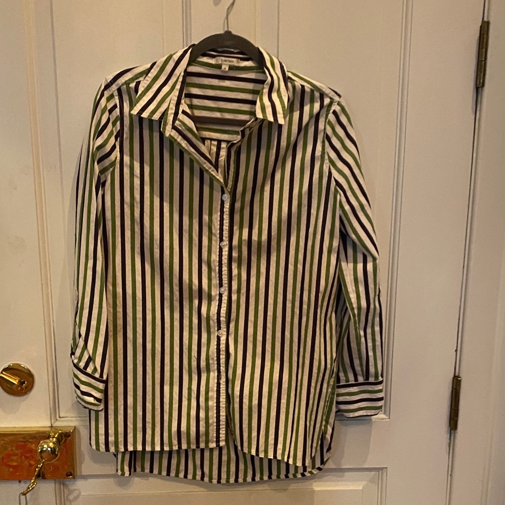 Striped Green and White Ladies Shirt